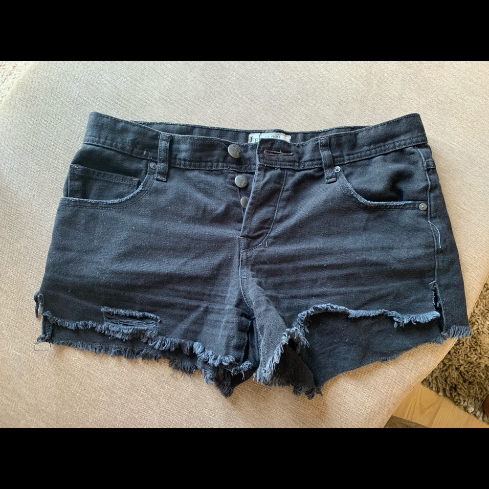 Free People Black Denim Shorts